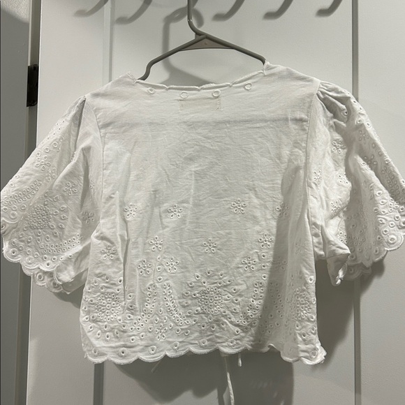 Pants Store White Eyelet Tie Front Top - Picture 4 of 4